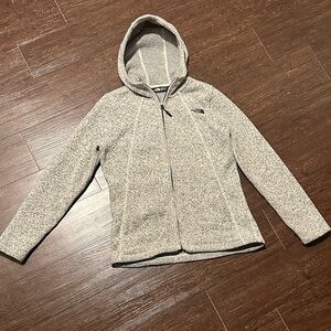 The North Face Heathered Gray Hooded Jacket Fleece Medium Womens